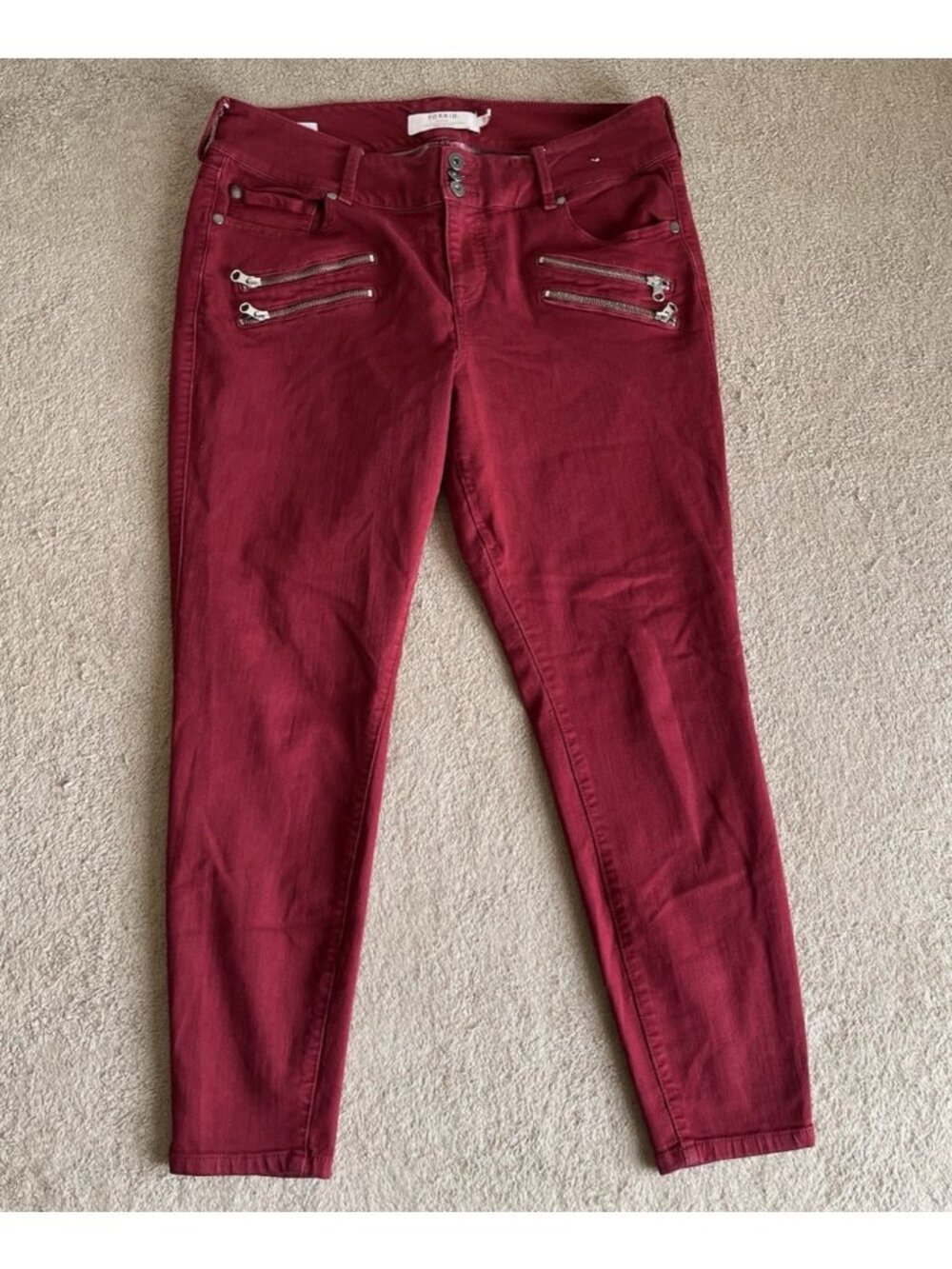 Torrid Jegging Jeans 14R Burgundy High Rise Skinny Moto Zippers - Picture 2 of 13